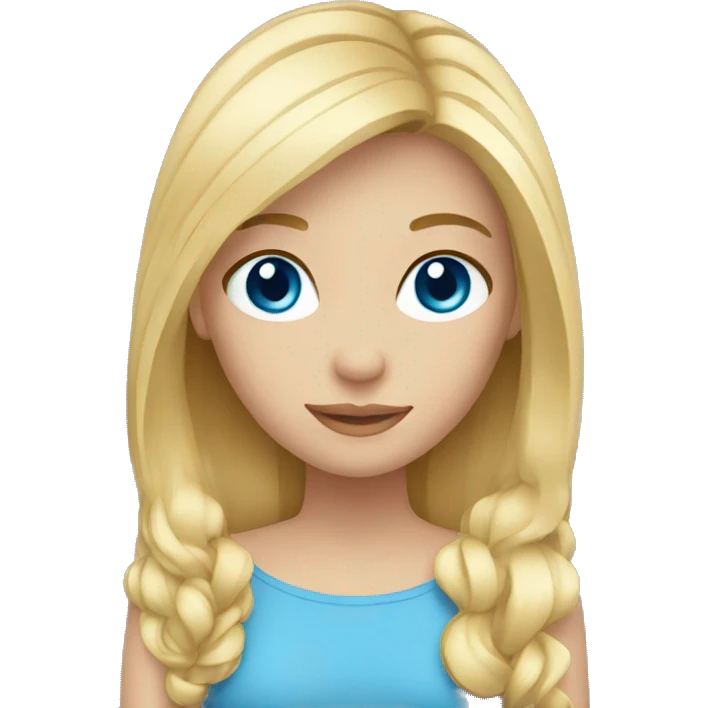 girl blond hair, blue eyes, longer hair emoji