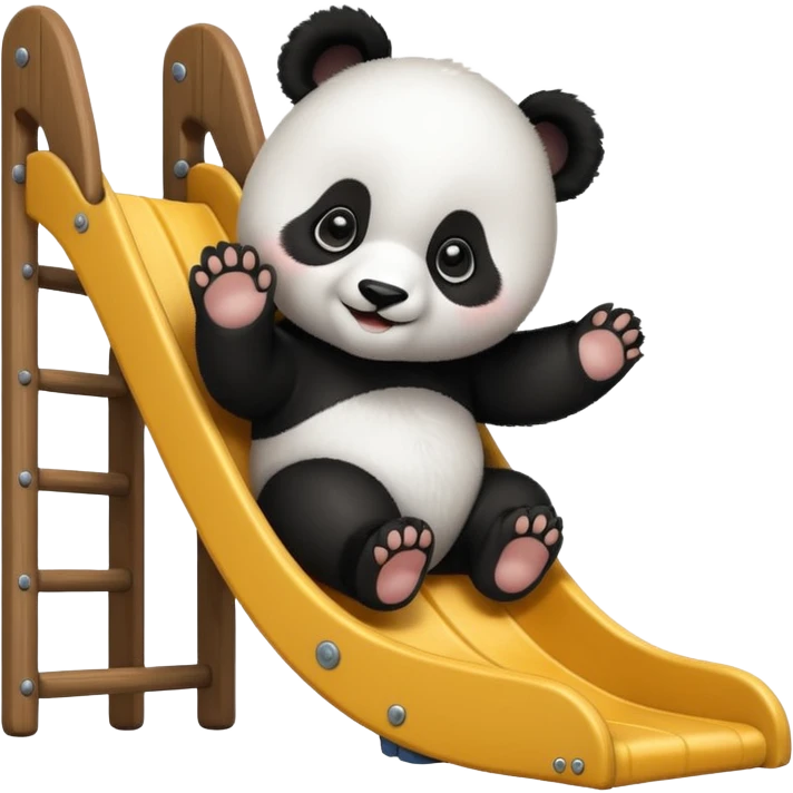 Baby panda going down a slide emoji