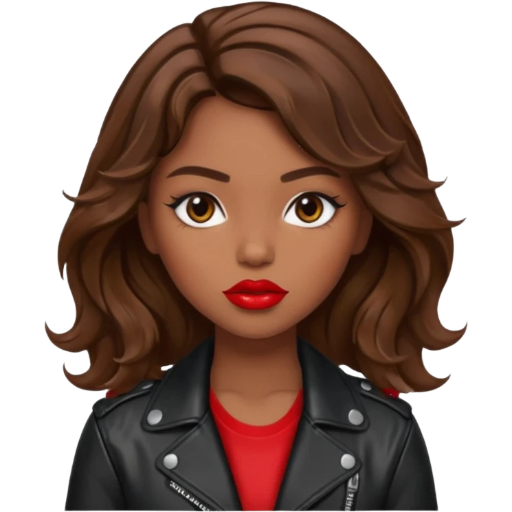 Baddie girl with brown weavy hair emoji