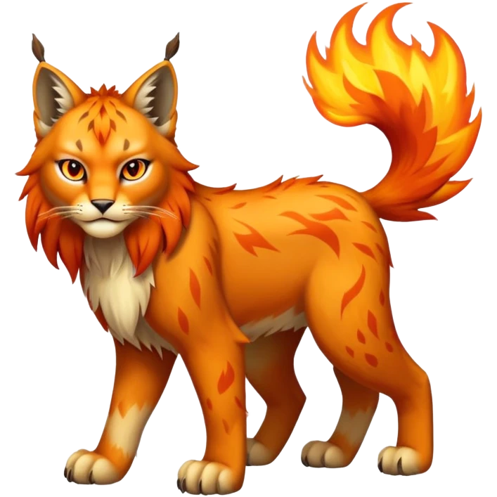 Fire-type Fakémon-Lynx full body emoji