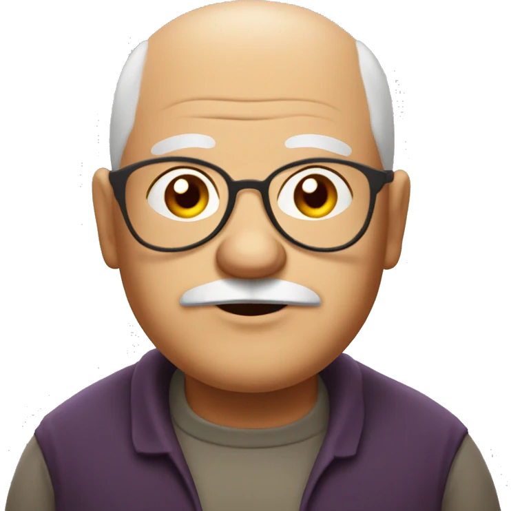 fat, half bald grandpa with no mustache with wine emoji