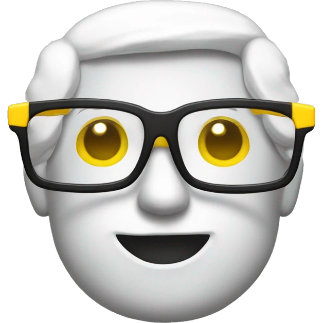 yellow nerd emoji with big glasses with white tape in the middle of glasses emoji
