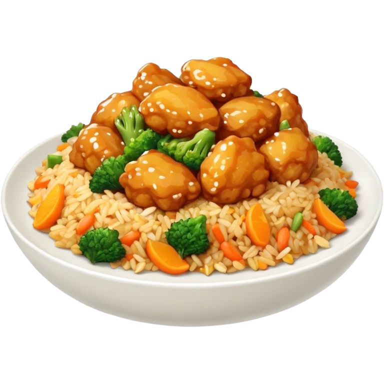 Orange chicken and fried rice emoji