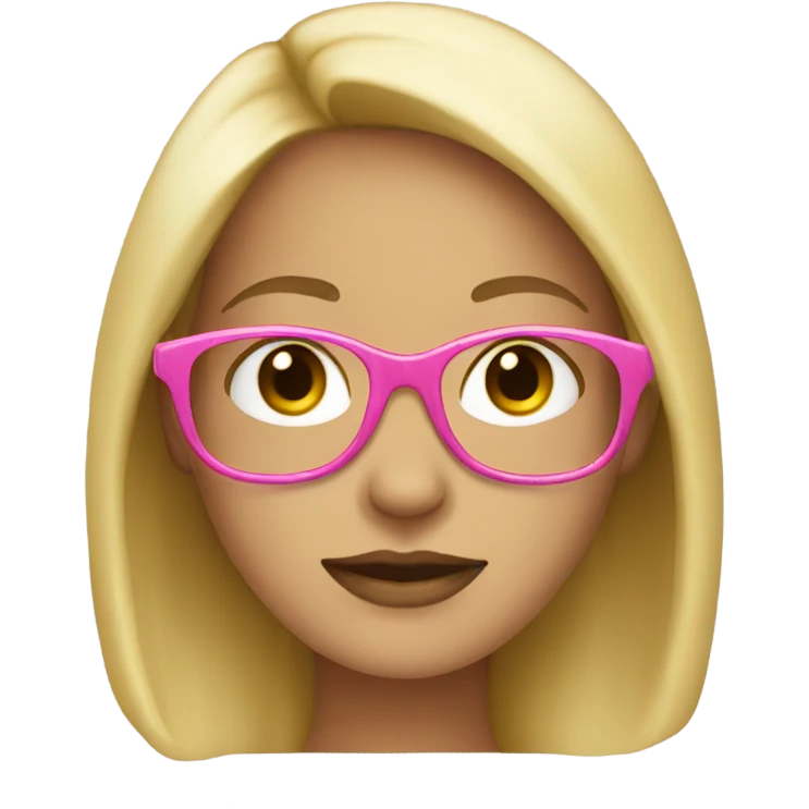blonde with brown eyes wearing pink glasses emoji