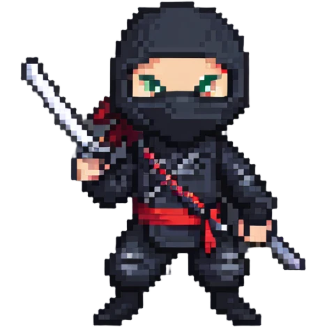ninja with nunchucks in pixel art style emoji