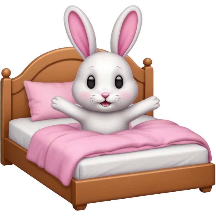 cartoon rabbit jumps out of bed emoji