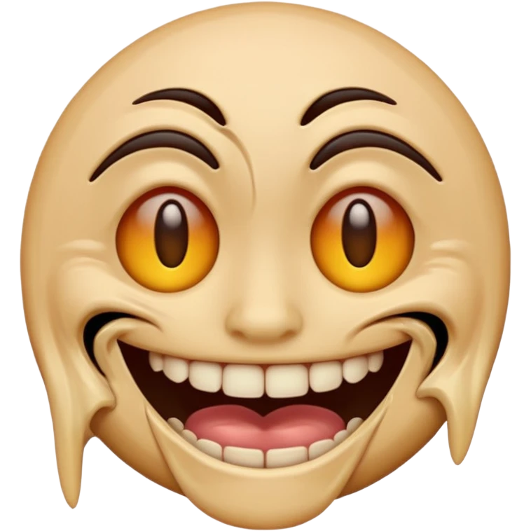 cursed emoji, glitchy, warped smile, creepy emoji
