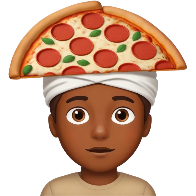 boy with a pizza on his heaf emoji