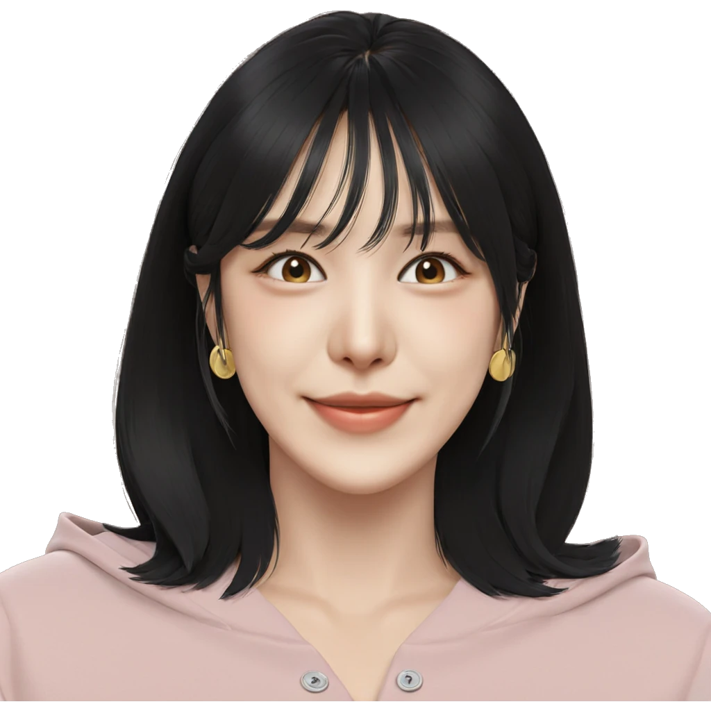 smiling girl with black hair emoji