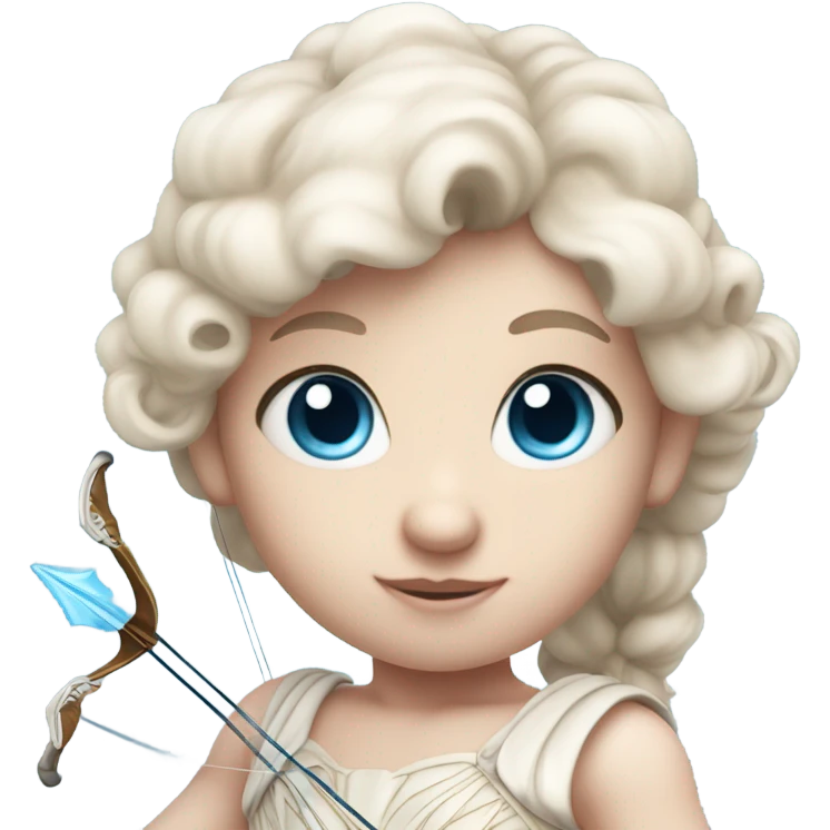 Realistic Pale cute cupid blue eyes holding arrow  emoji