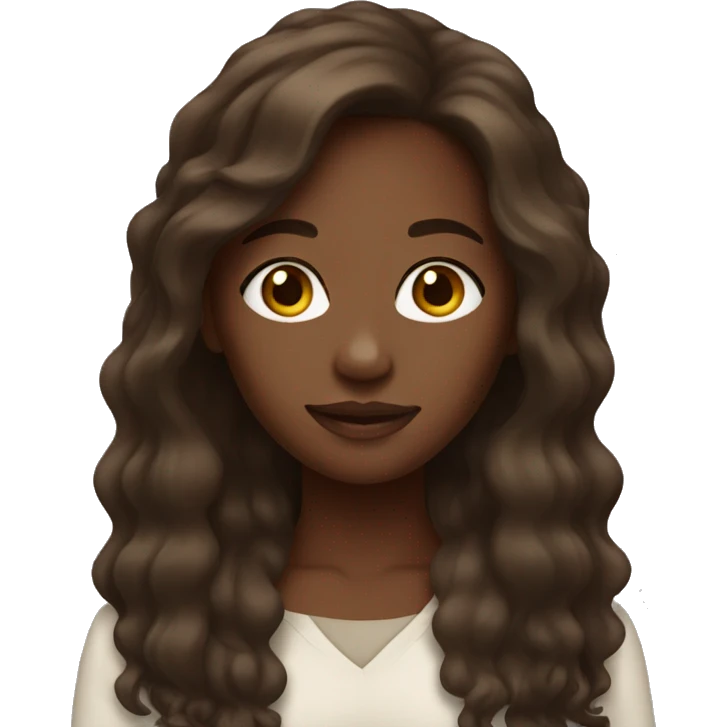 Black girl with long brown hair emoji