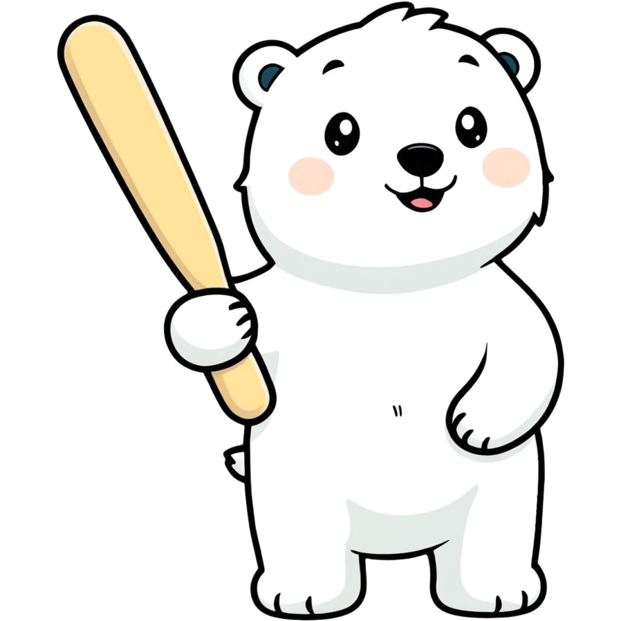 Polar bear holding a rolling pin emoji