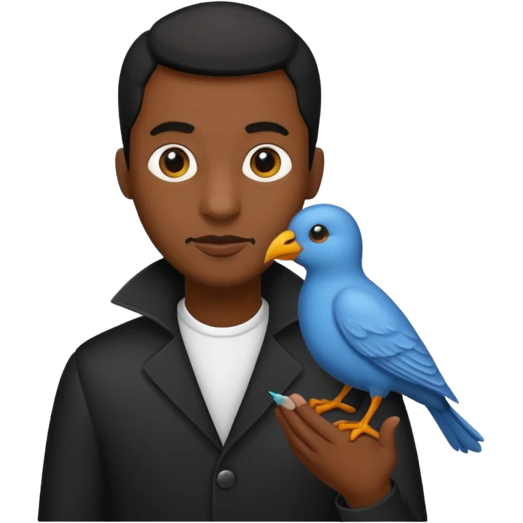 black thsirtbald man with bird emoji