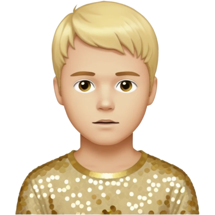 Brady Corbet as Brian Lackey from Mysterious Skin with light skin, golden blonde hair, cream sequin outfit emoji