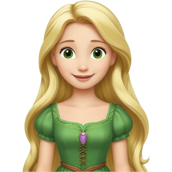 Rapuncel in green dress emoji