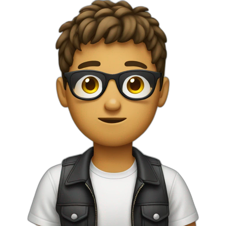 young guy with sunglasses thinking with his hand on his face emoji