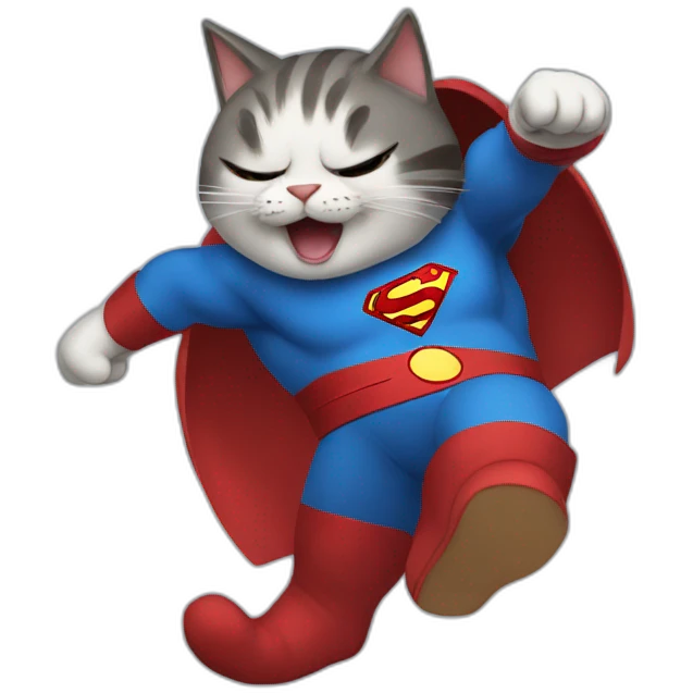 Cat in superman dress, beating Darkseid emoji