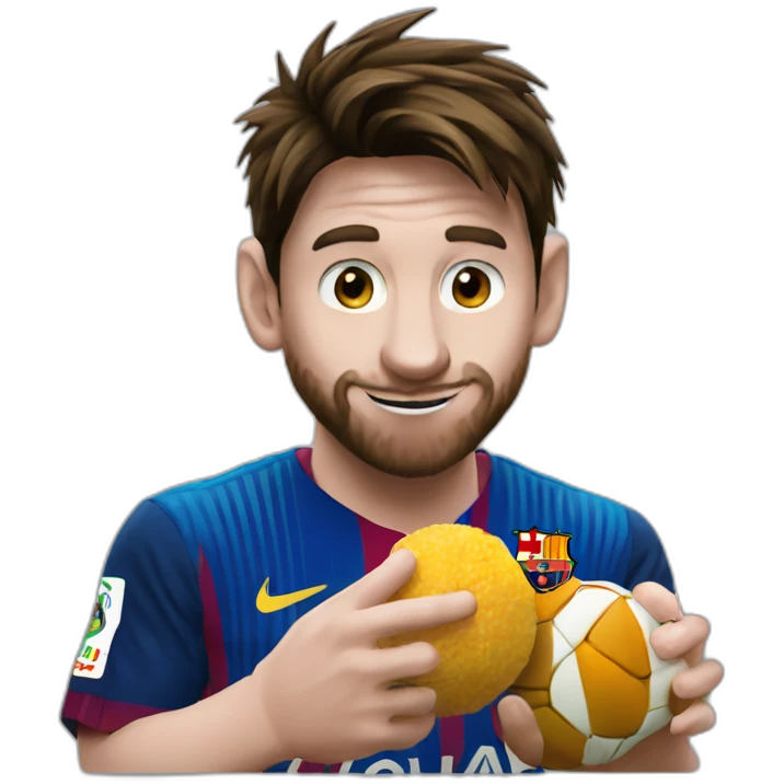 MESSI qui mange un bonbon emoji
