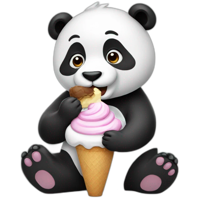 Panda eating ice cream emoji