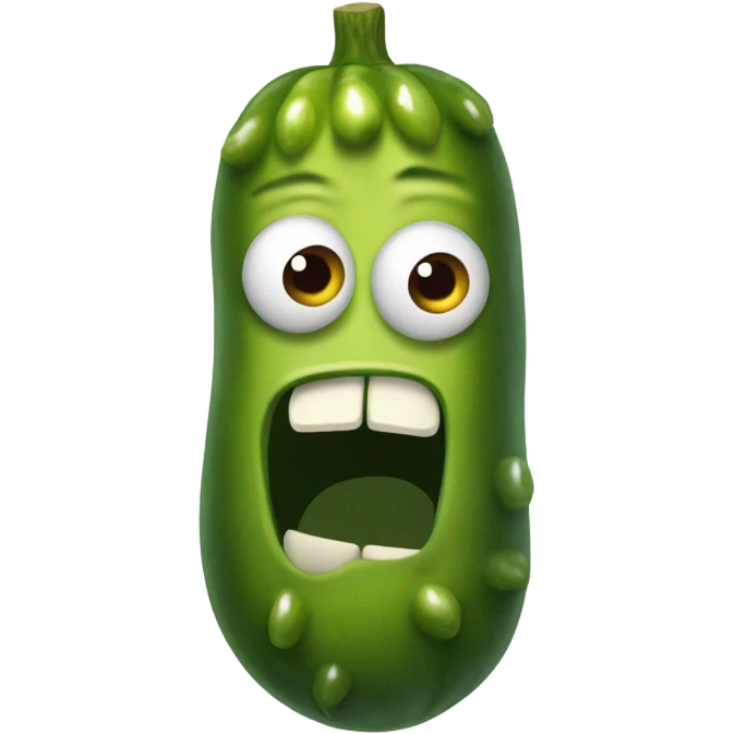 Pickle with a ‘yikes’ face emoji