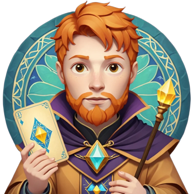 fantasy magic tarot card low poly ginger emoji