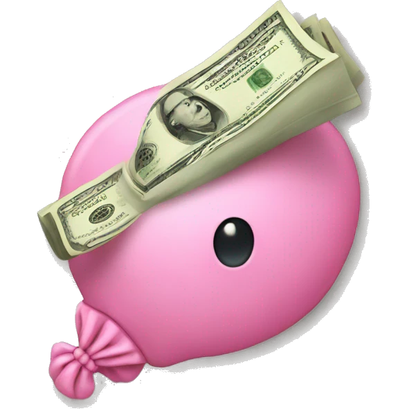 A pink wad of cash  emoji