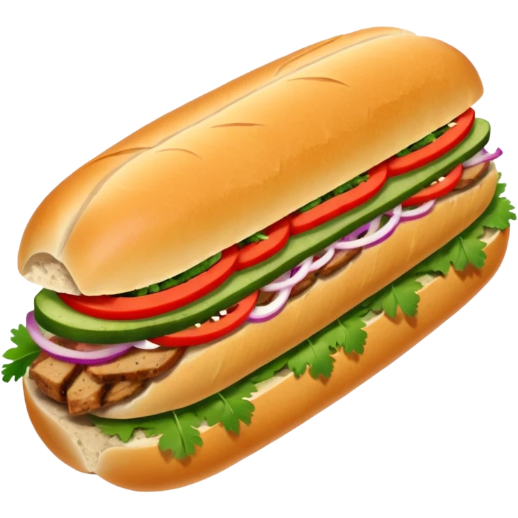 A delicious Vietnamese sandwich banh mi with chilli emoji