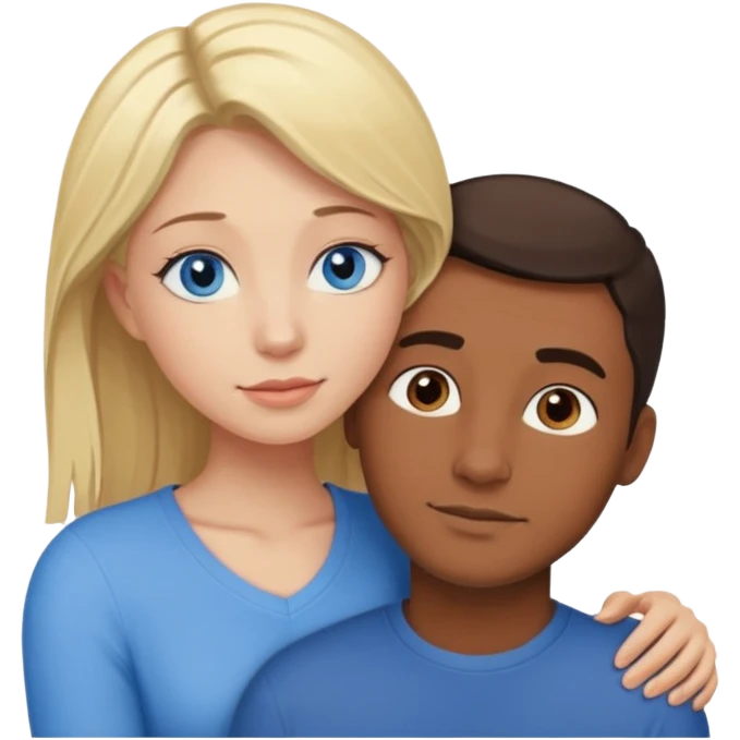 blonde hair blue eyes woman embracing a taller man who has brown skin and dark hair more like the first one emoji