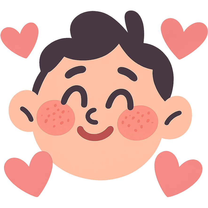 blushing face with hearts around it emoji
