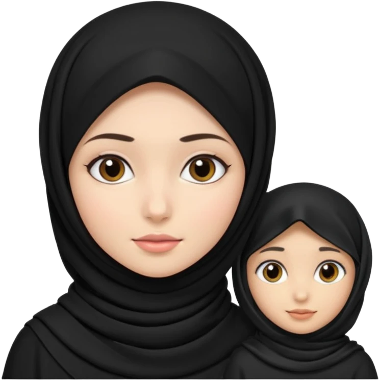 girl with black hijab and another girl without hijab emoji