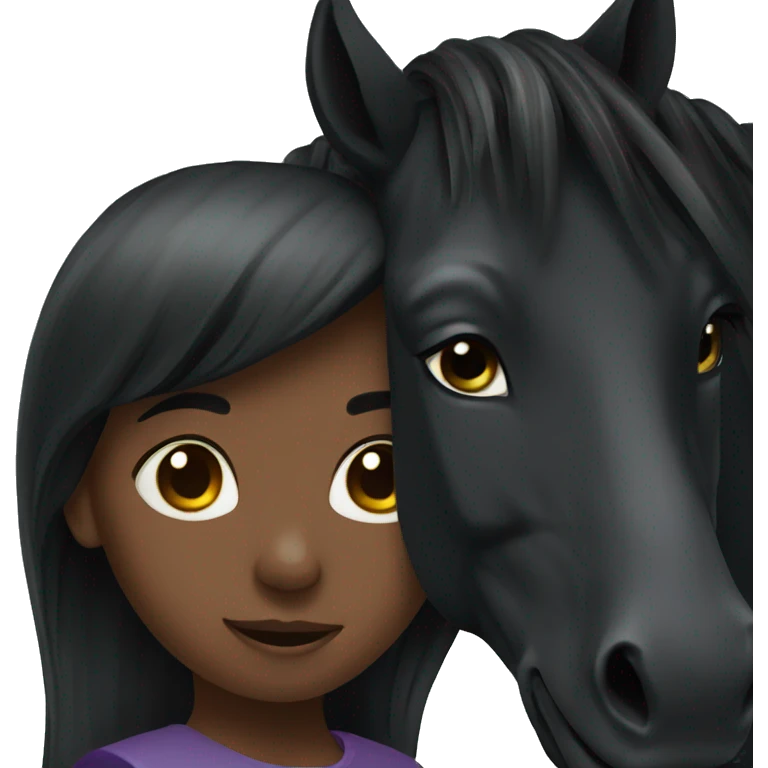 Girl and black horse emoji