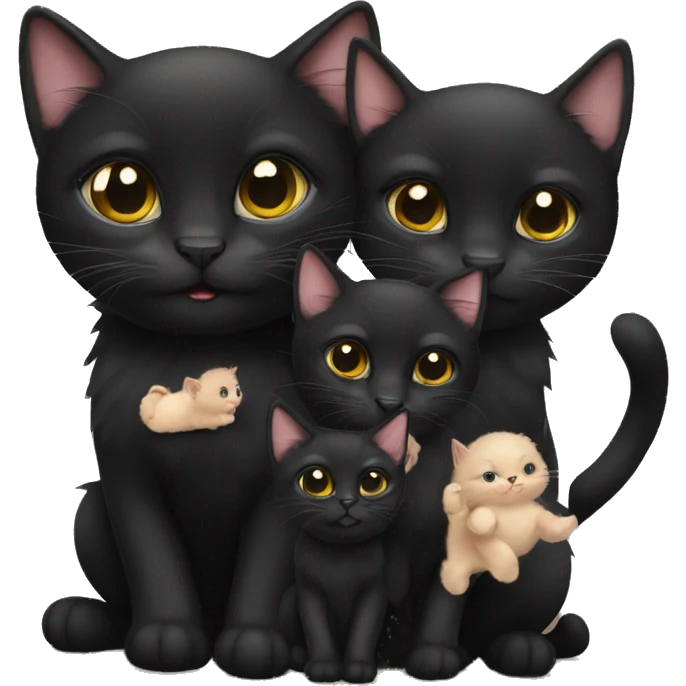 Black cats with baby kittens emoji