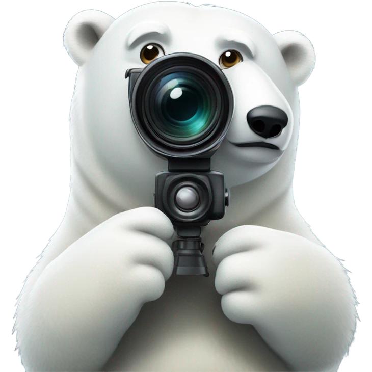 Polar bear with a camera and long lense emoji