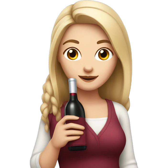 White Girl with a bottle of wine in hand emoji