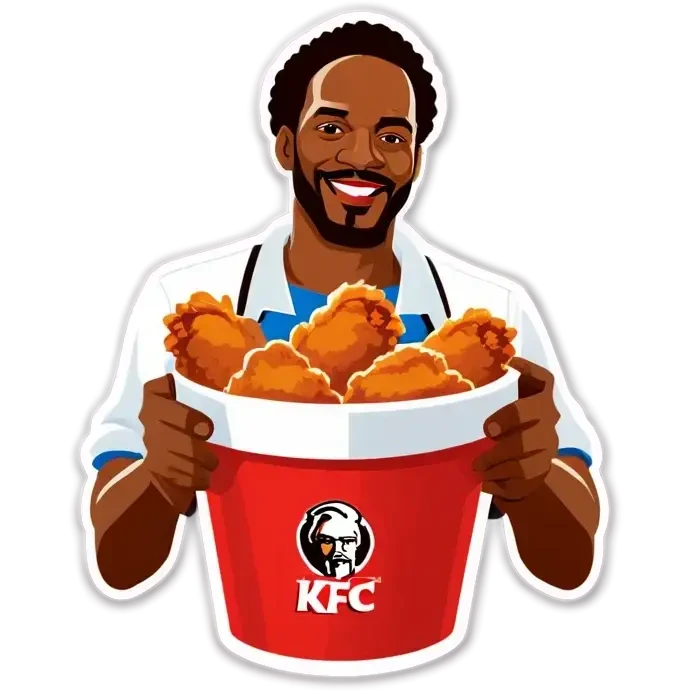 african american man holding kfc emoji