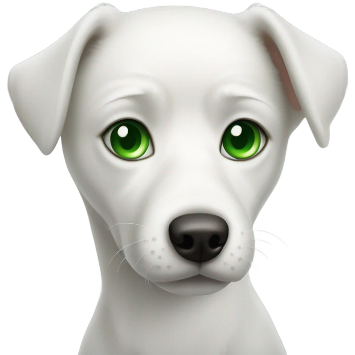 white dog with green eyes emoji