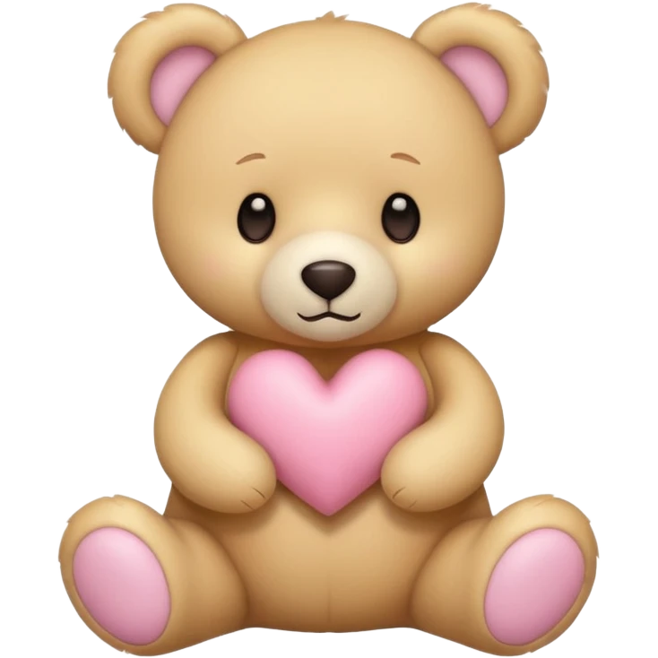 Teddy bear with a heart in soft pink, beige and yellow pastel colors emoji