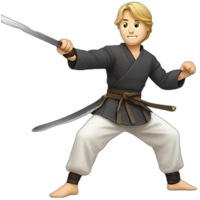 man practicing historical European martial arts with a sword emoji
