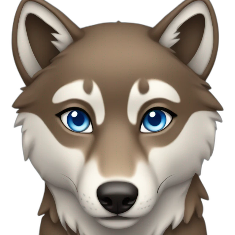 Brown female wolf blue eyes  emoji