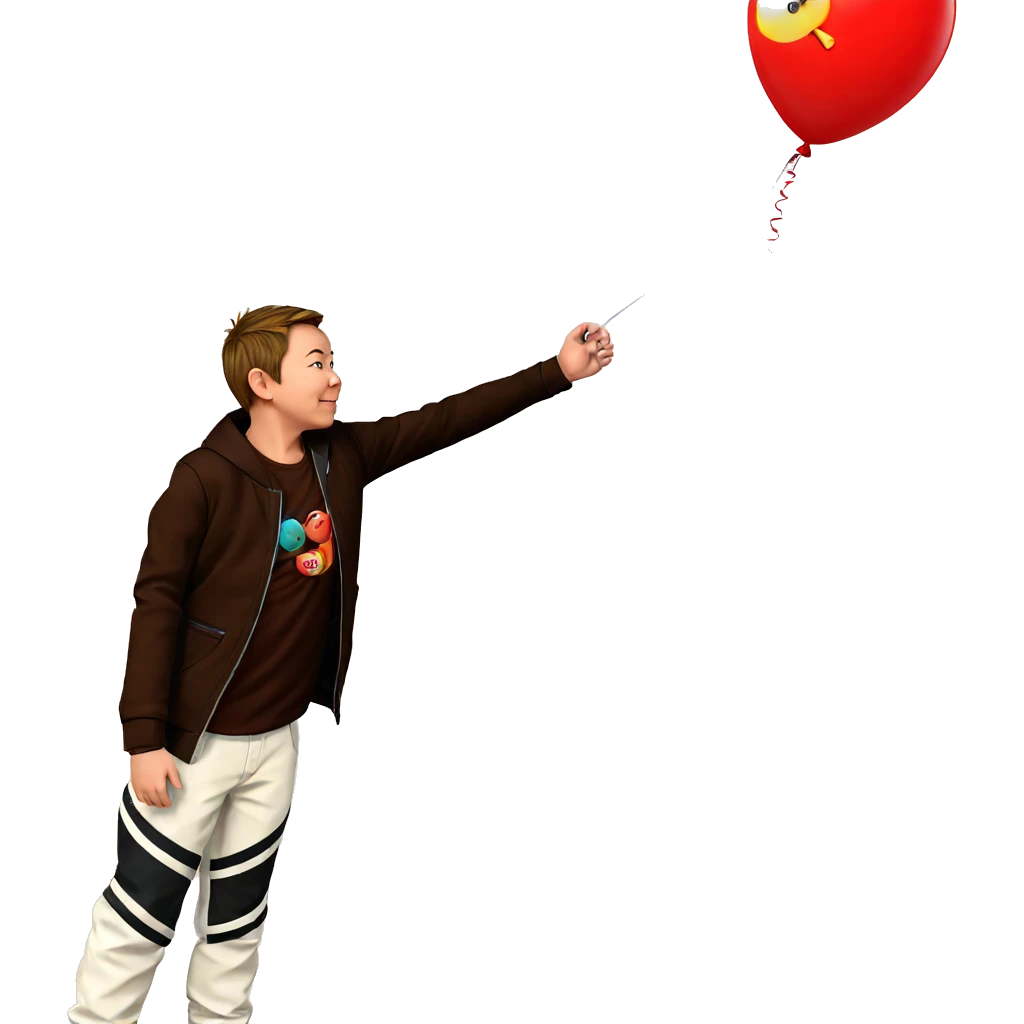 boy holding balloon in jacket emoji