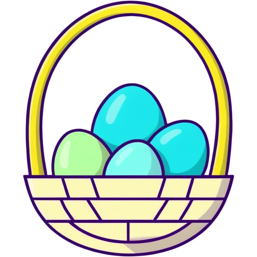 Easter basket with light green and turquoise eggs emoji