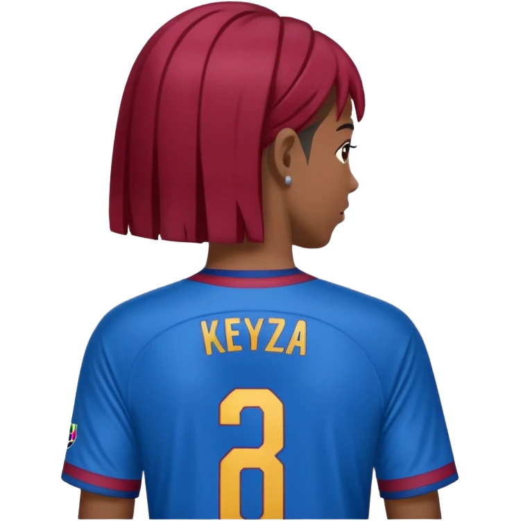 buat costum seperti diatas buat mirip hanya pakaian saja tidak pakai orang dan dari belakang barcelona nama punggung keyza dan nomor punggung 15 menghadap belakang custom belakangnya baju belakangnya emoji