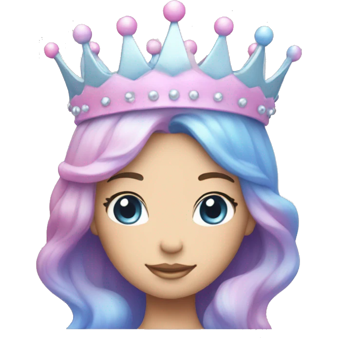 Pink and blue pastel mermaid crown emoji