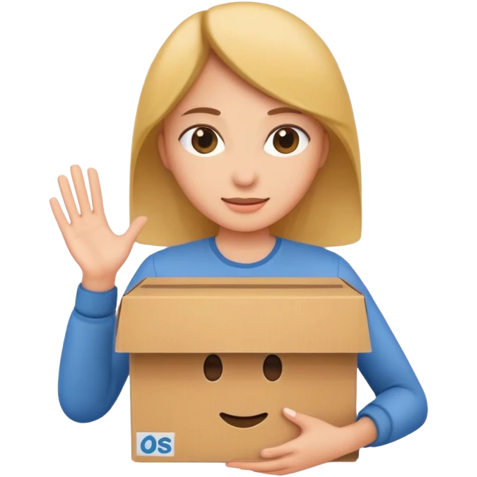 woman holding cardboard box emoji