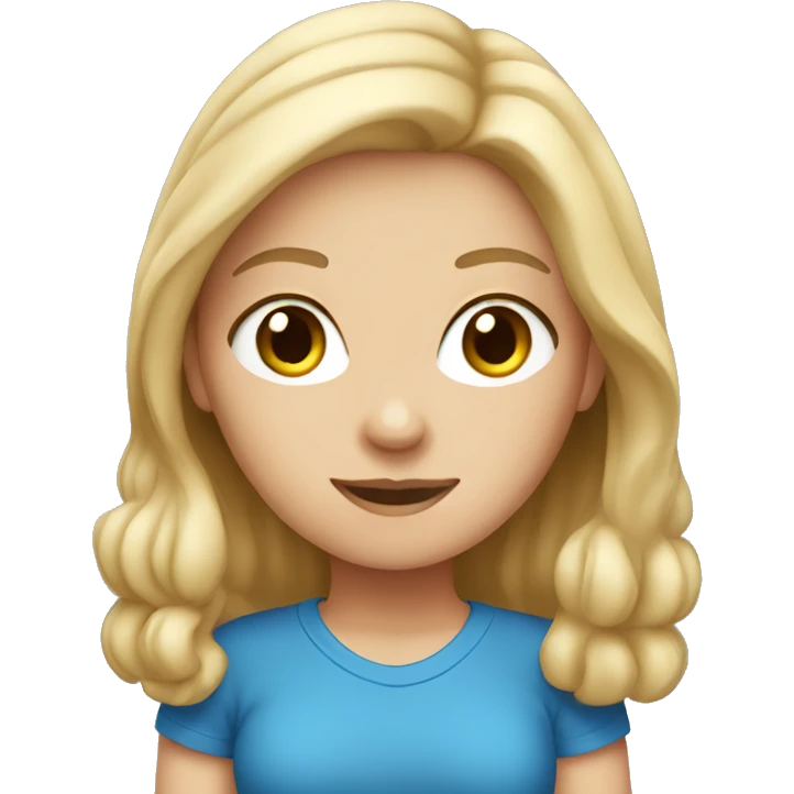 White Girl wearing blue tshirt emoji