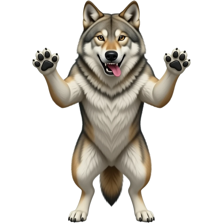 lobo feroz muy realista con las patas arriba, de pie!!!!! emoji