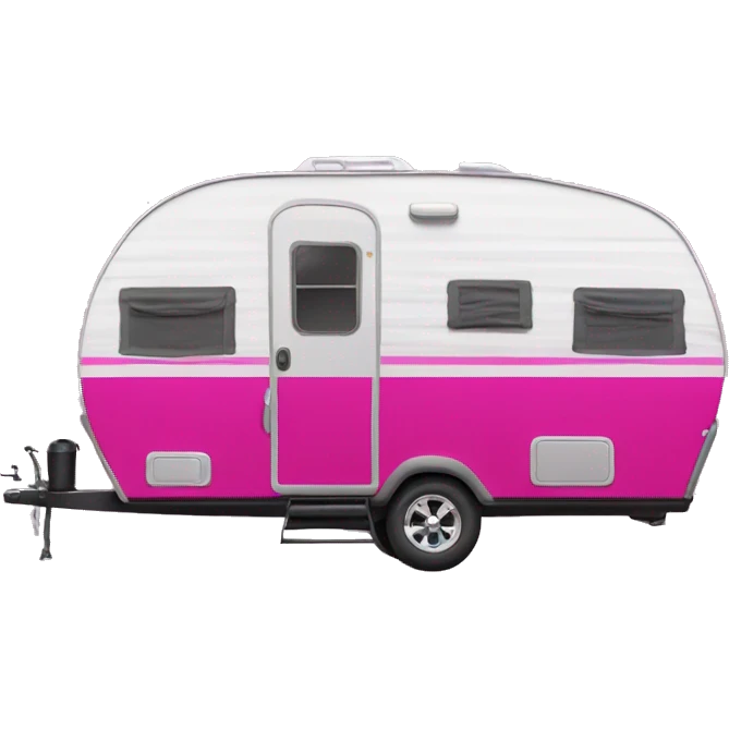Realistic fuschia camping travel trailer isolated.  emoji