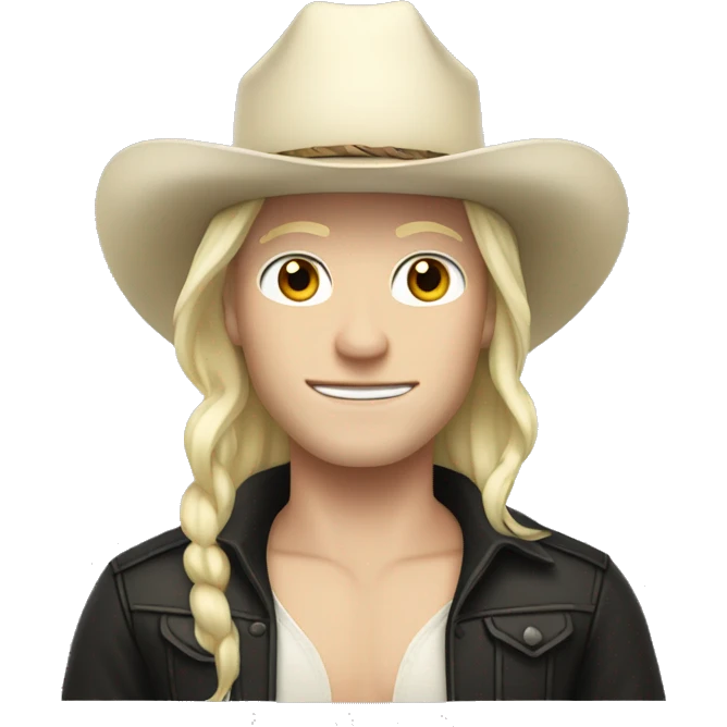 pale skin with black hair and cowboy hat emoji
