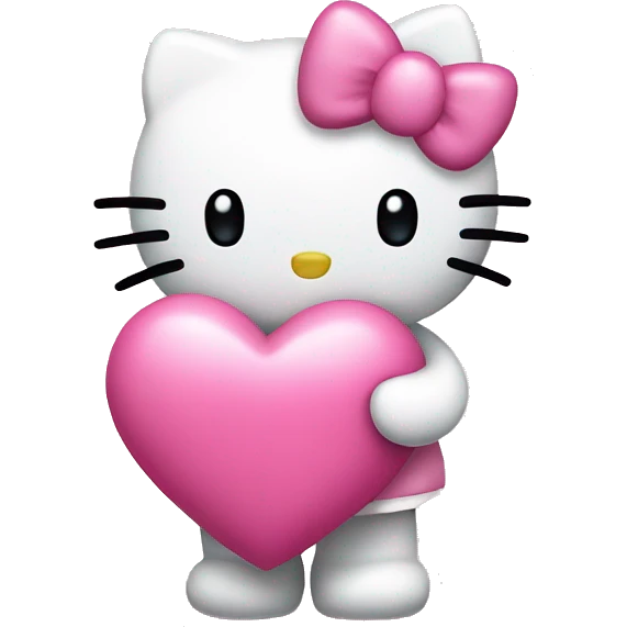 Hello kitty holding pink heart emoji