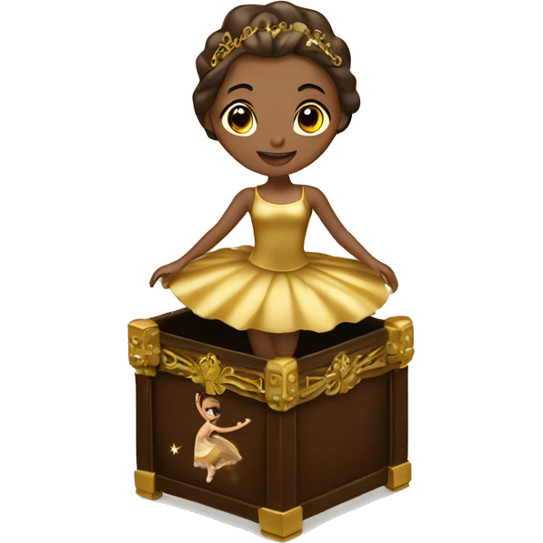  brown ballerina in a gold music box emoji
